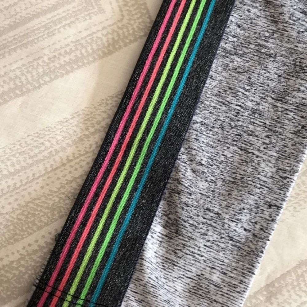 Nylora Grey Ombr Leggings Neon Rainbow Side Stripes Size Xs — image 6 of 8